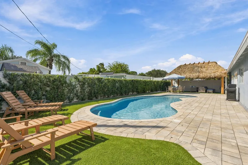 Sun loungers by the pool